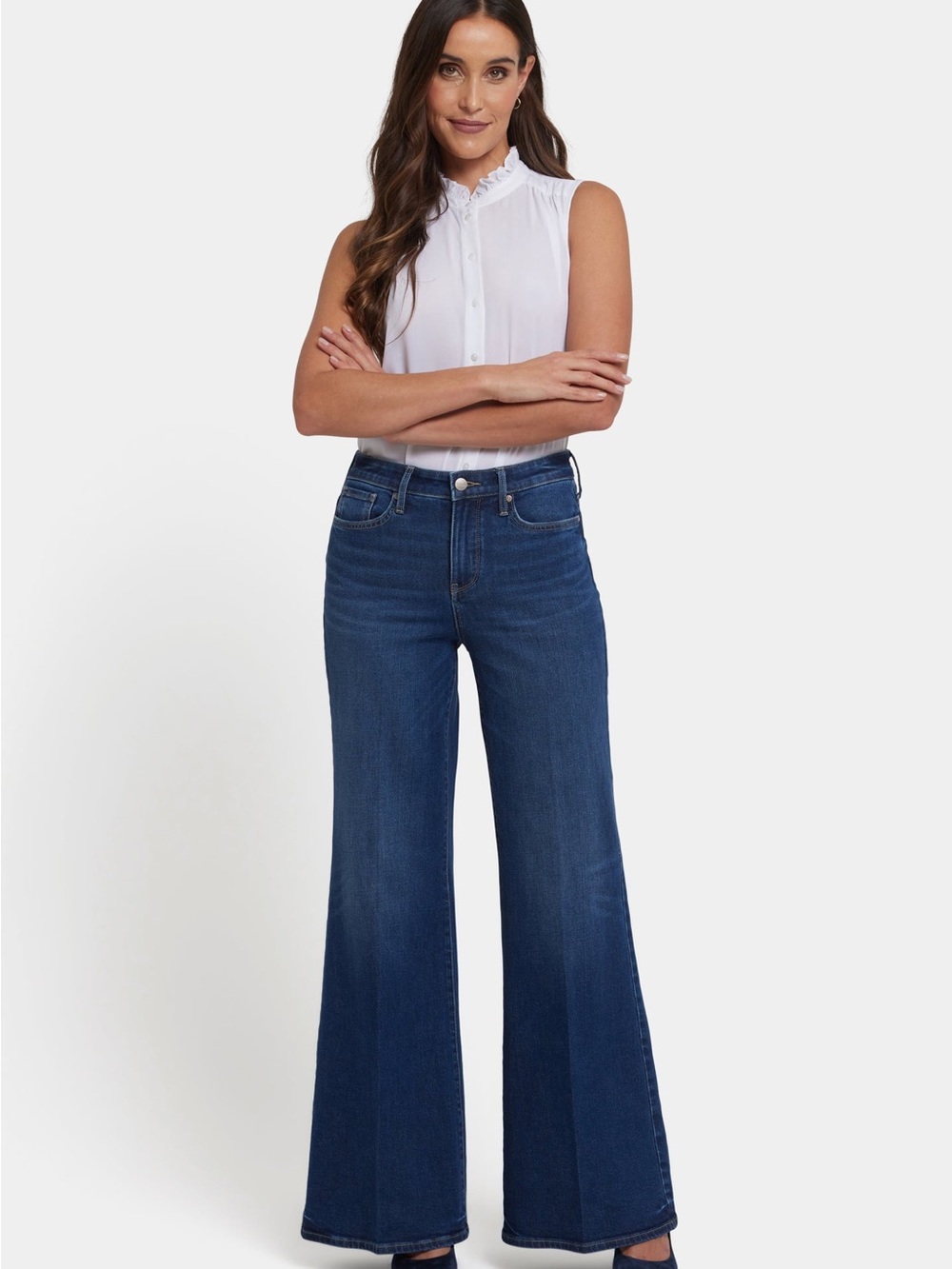 High-Rise Wide Leg Women’s Jeans - Dark Blue